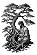 father and son keltic tree tattoo design idea