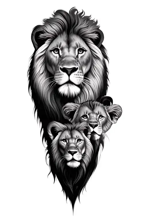 lion family tattoo of 9 tattoo design idea