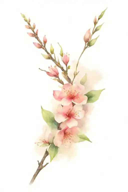 heather and Cherry Blossom tattoo design idea