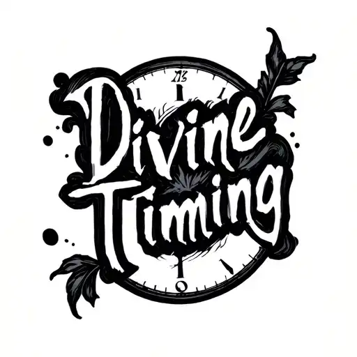 a tattoo on my forearm that says "Divine Timing" tattoo design idea