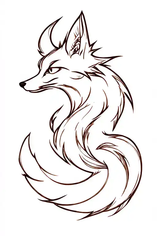 nine tailed fox tattoo design idea
