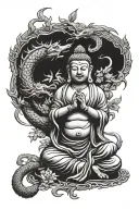 budha and dragon wrapped tattoo design idea