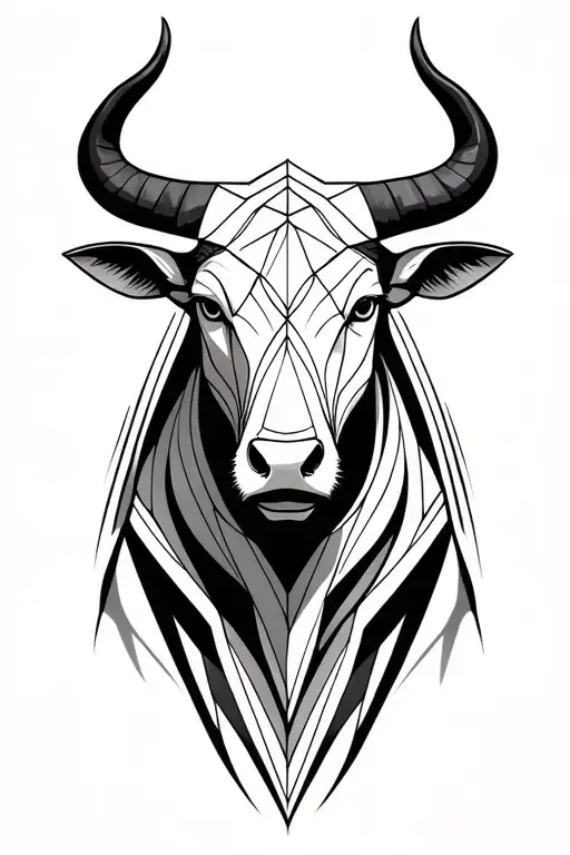 Taurus, bull, head, thigh tattoo tattoo design idea