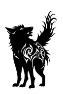 wolf howling tattoo design idea