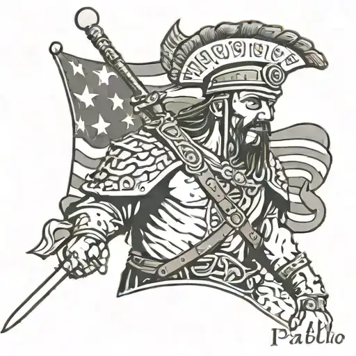 pablo immortal patriot warrior tattoo design idea