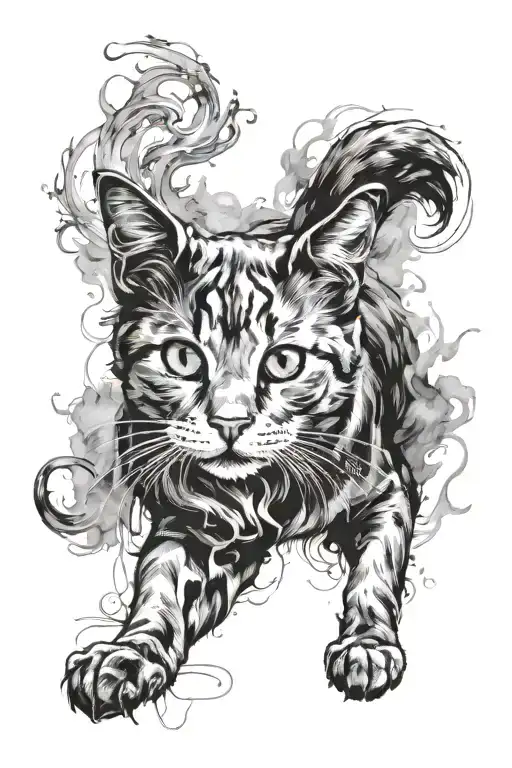 harry potter patronus cat playing tattoo design idea