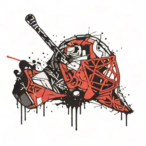 Ice hockey goalie mask tattoo design idea