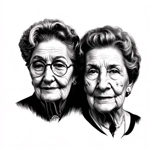 half a face of each of the maternal grandparents tattoo design idea