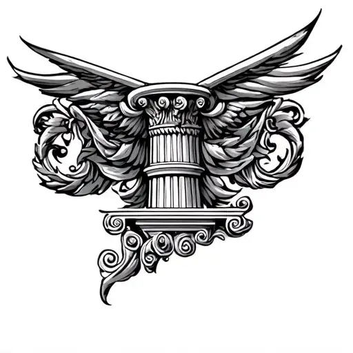 greek column quarter sleeve tattoo design idea
