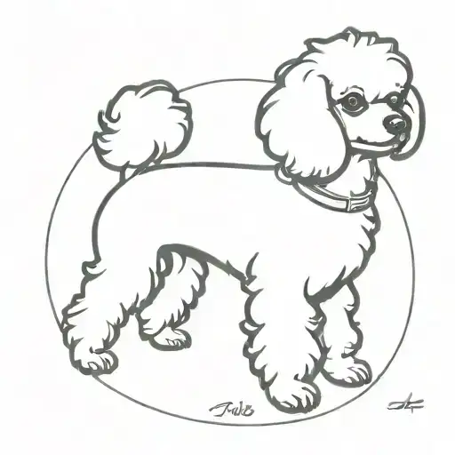 three legged toy poodle sitting tattoo design idea