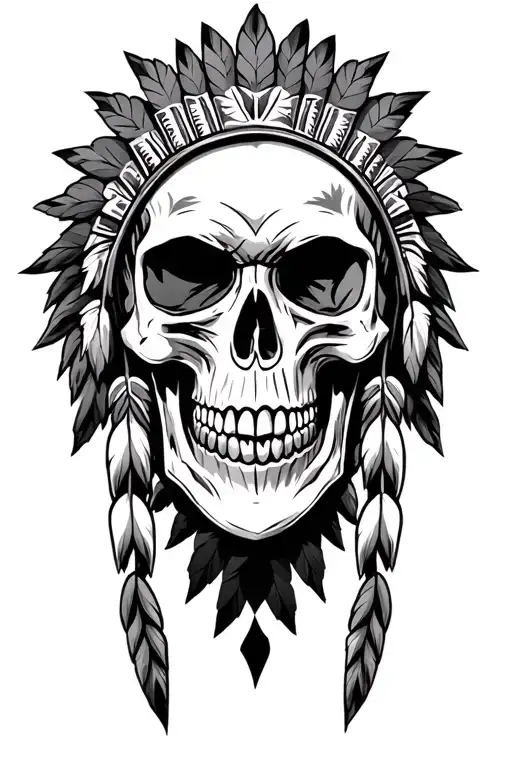 Native American skull tattoo design idea