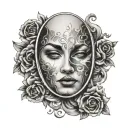blank face mirror tattoo design idea