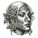 blank face mirror tattoo design idea
