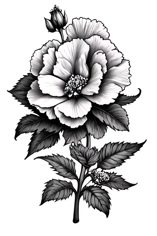1 carnation flower 1 Alaina clematis flower 1 poinsettia flower no stem next to eachother tattoo design idea