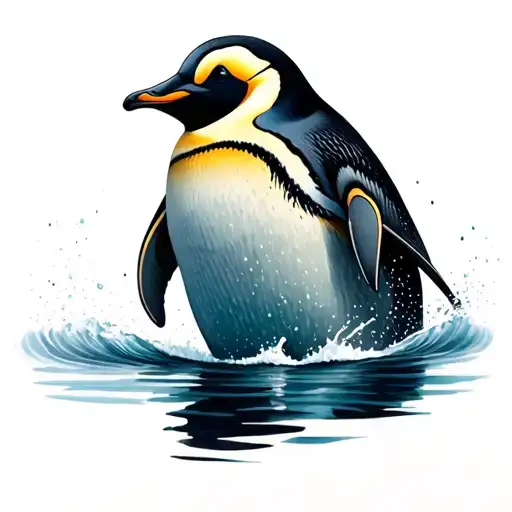 water, water skiing, penguin tattoo design idea