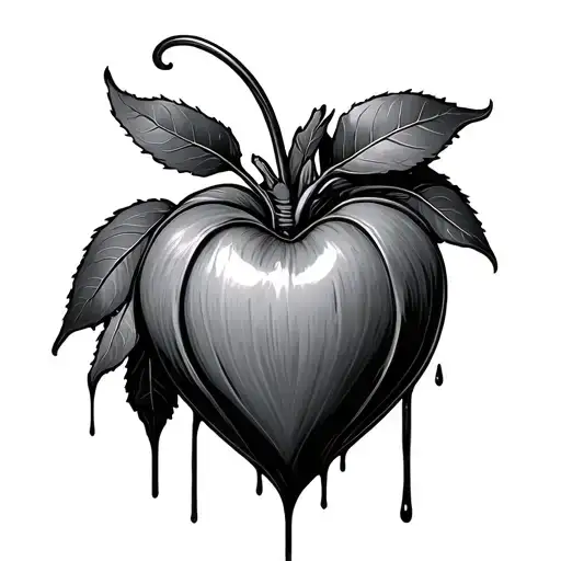 solid black bleeding heart tattoo design idea