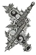 Flute ornamented tattoo design idea