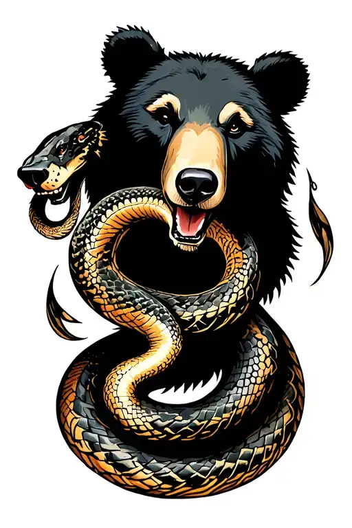 Nordic signs, bear and snake tattoo design idea