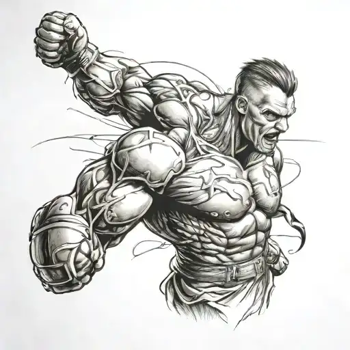 fighter  never give up tattoo design idea