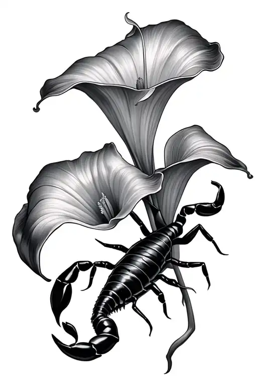 Calla Lilies and scorpion  tattoo design idea