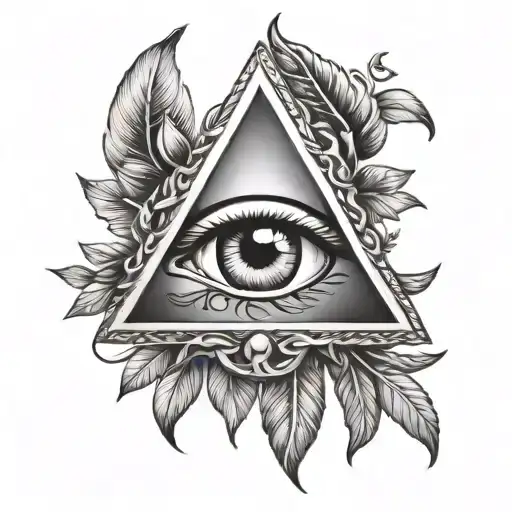 all seeing eye with laurel wreath tattoo design idea