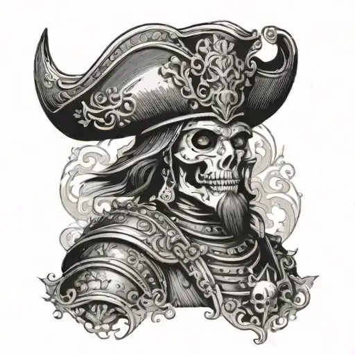 Spanish conquistador with a skull face made tattoo design idea
