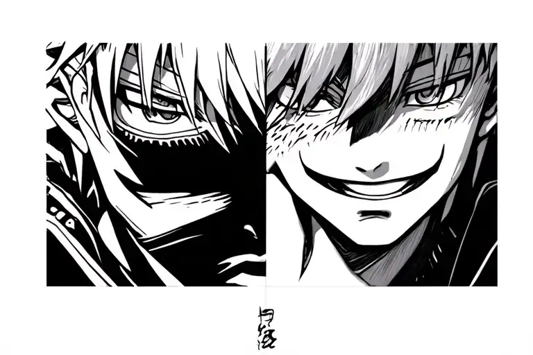 Half of killua half of zenitsu face tattoo design idea