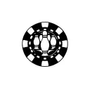 poker chip with bowling pins behind it tattoo design idea