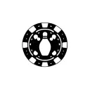 poker chip with bowling pins behind it tattoo design idea
