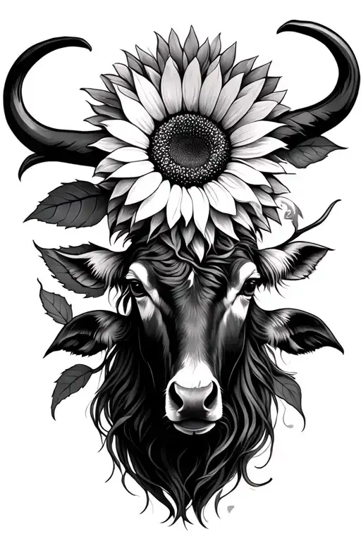 Taurus with sunflower tattoo tattoo design idea