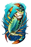 Maryland blue crab with swimming striped bass tattoo design idea
