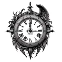 Roman numerals clock gladiator Virgo family tattoo design idea