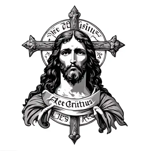 Ave Christus Rex old English tattoo design idea