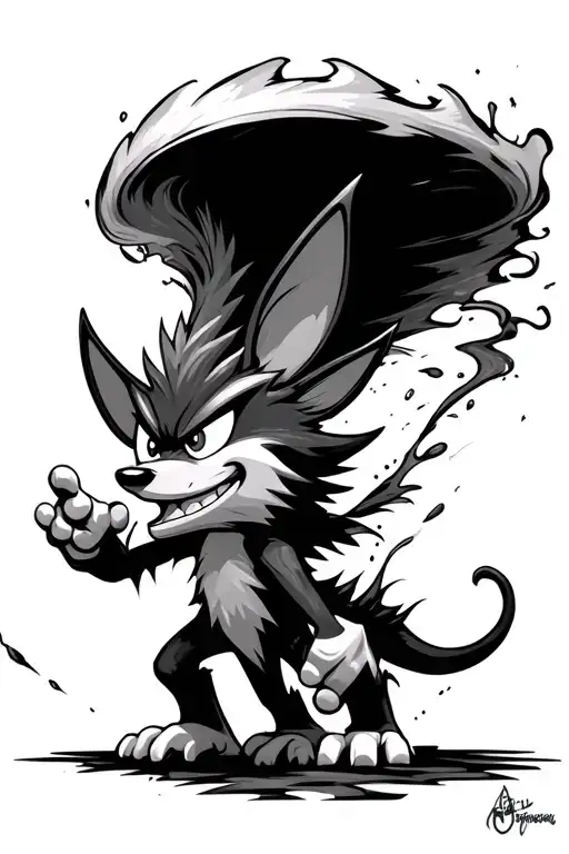 crash bandicoot spinnig tornado forming tattoo design idea