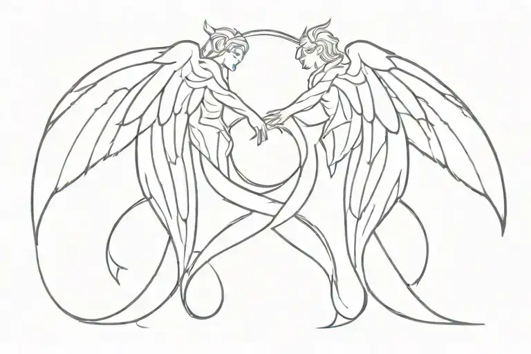 Valkyrie wings intertwined representing tattoo design idea