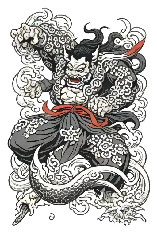 fujin and raijin  tattoo design idea