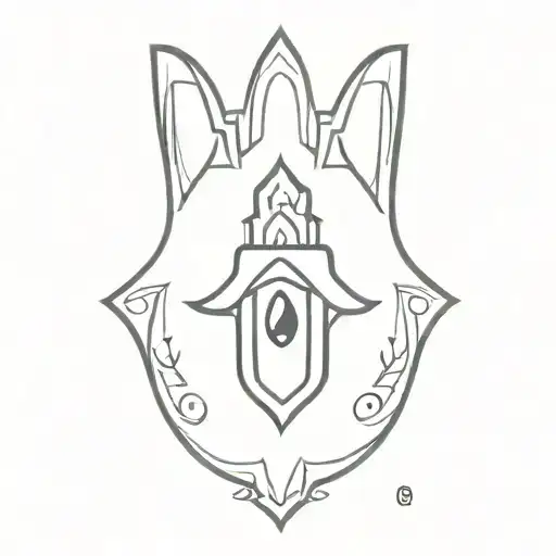 hamsa with cat's eye looking tattoo design idea