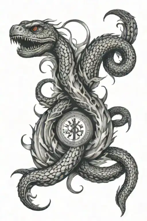 17 with romans numbers and a Snake in beetween tattoo design idea