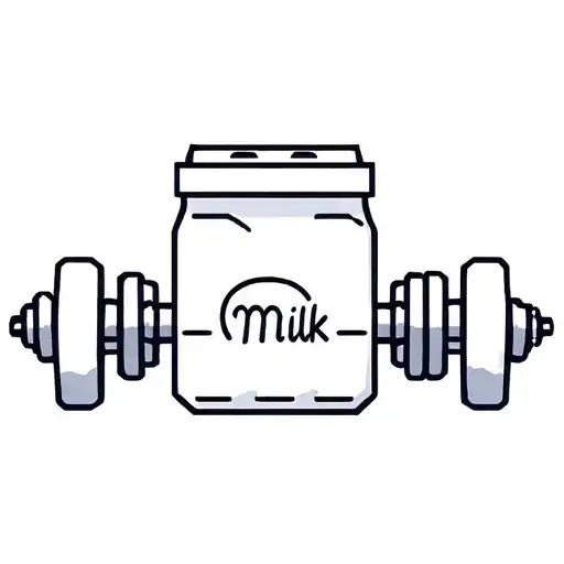Dumbbell that has milk cartons as weights tattoo design idea