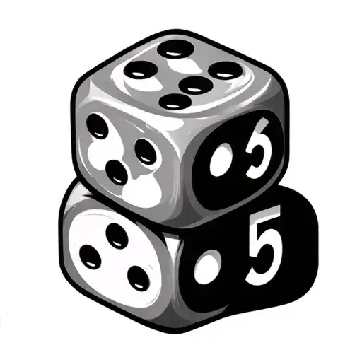 2 dice rolling number 5 at the same time tattoo design idea