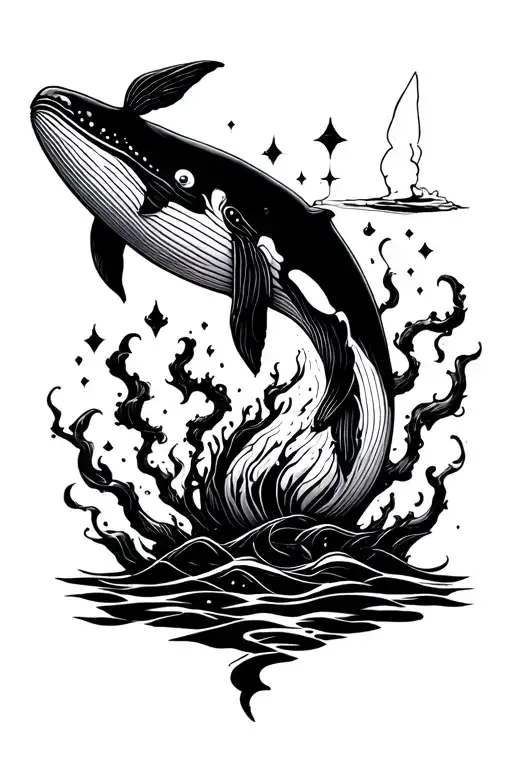 darkside whale tattoo design idea