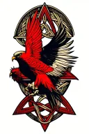 Red Kite surrounded by a triangle made from a celtic trinity knot tattoo design idea
