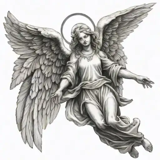 Seraphim realistic angel tattoo design idea