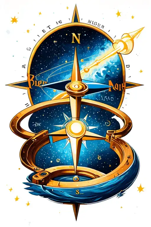 Big Dipper and compass tattoo design idea