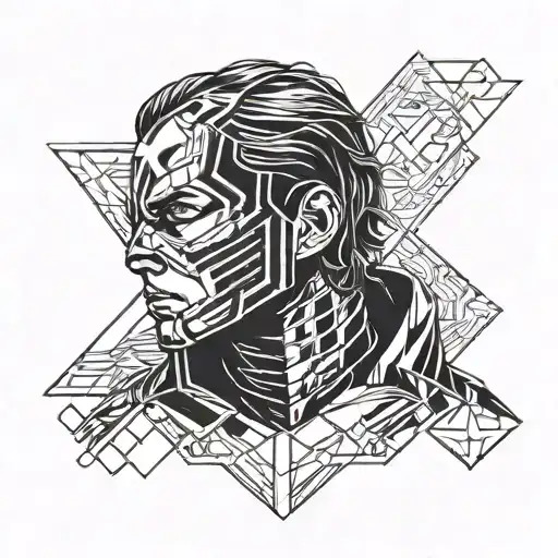 marvel winter soldier in half face mask tattoo design idea