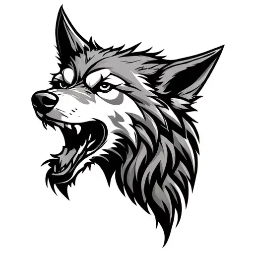 viking traditional style tattoo of a wolf head facing forward tattoo design idea