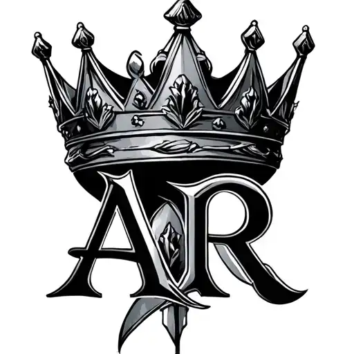 King's crown and letter AR tattoo design idea