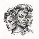 3 faces overlapping to make your own body tattoo design idea