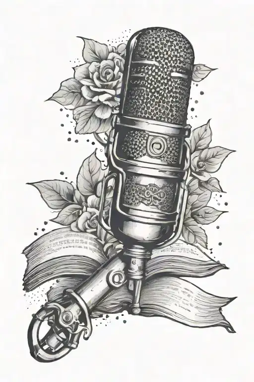 Incorporate a microphone and a Bible quote 'Above all else, guard your heart, for everything you do flows from it.' tattoo design idea