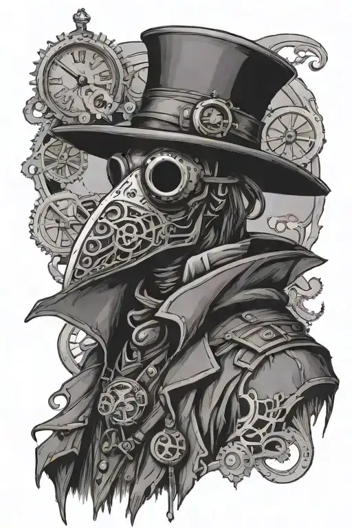 steampunk plague doctor tattoo design idea